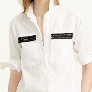 JCrew Beaded Pocket Pullover Blouse Size 2